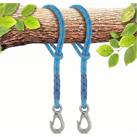 Lot de 2 sangles pour balançoire, sangles pour hamac ultra-résistantes de 3 pieds avec mousquetons en acier inoxydable (1/5)
