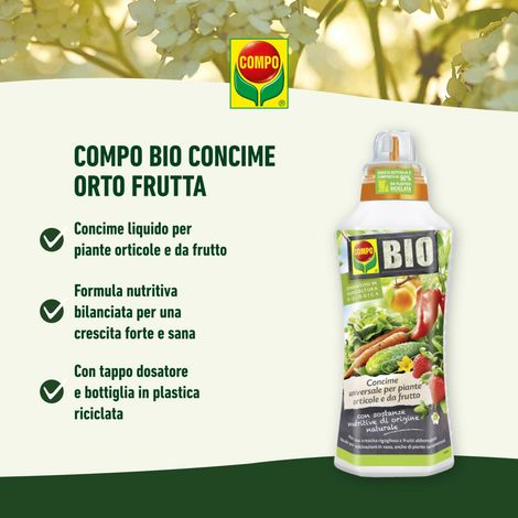 COMPO BIO Concime Universale per Piante Orticole e da Frutto, Consentito in Agricoltura Biologica, 1 l (1/4)
