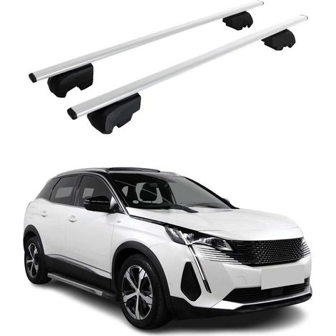 OMAC Barres de toit pour Peugeot 3008 II 2016-2024 – City Crash tested – ISO PAS 11154:2006 – Antivol inclus – Charge max 75 kg – 2 barres Argent (1/4)