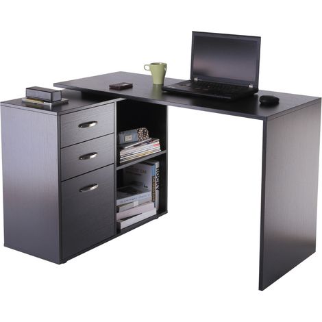 Scrivania da Ufficio ad Angolo Porta PC 117x83,5x76 cm in Legno Nera (1/5)