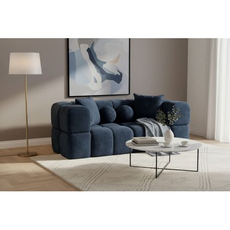 Sofa Designersofa VEGA 3-Sitzer in Stoff Egon Dunkelblau
