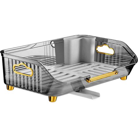Égouttoir à vaisselle Yaoyar, égouttoir pour plan de travail, petit égouttoir avec plateau égouttoir intégré, égouttoir compact et facile à utiliser (1/5)