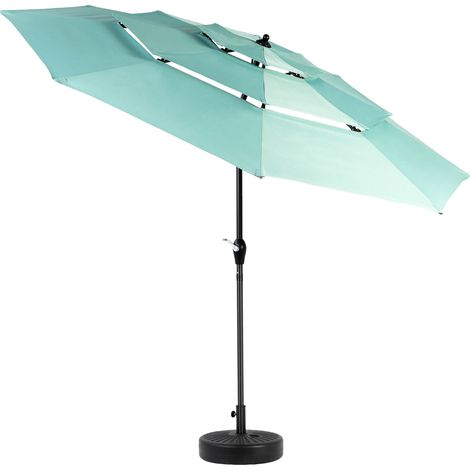 Parapluie de terrasse 10 pieds, Cadre en aluminium – Anti-UV, imperméable, inclinaison réglable – Triple couche respirante (Sans socle) (1/5)