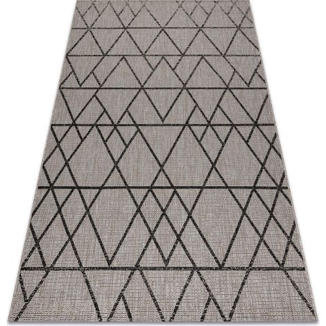 CARPET SIZAL FLOORLUX 20508 silver / black TRIANGLES grey 60x110 cm
