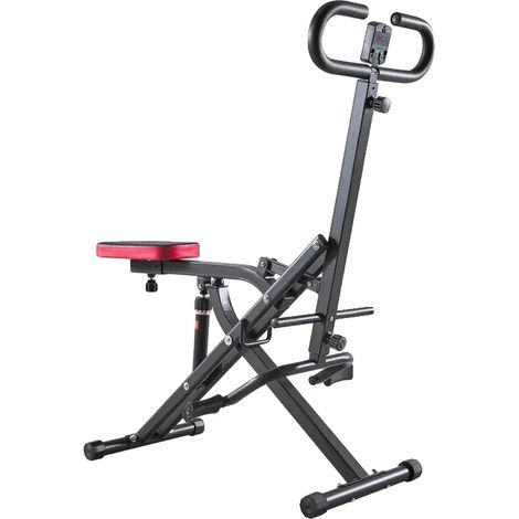 Máquina de sentadillas, resistencia ajustable, diseño que ahorra espacio, color negro. (1/2)