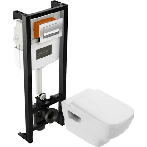 Pack de inodoro suspendido sin brida JACOB DELAFON Struktura + estructura de soporte + placa