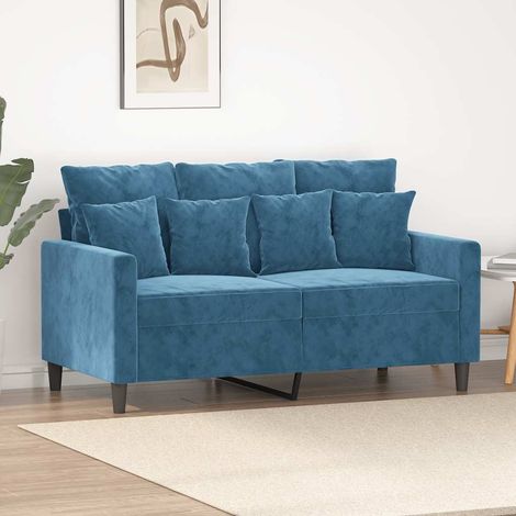 Canapé-Sofa à 2 places Bleu 120 cm Velours 888299 (1/5)