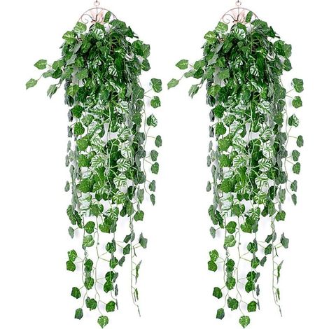 Guirlande de fausses plantes grimpantes (2 pièces) - Décoration idéale pour fêtes, mariages, cuisine, jardin, bureau (1/4)