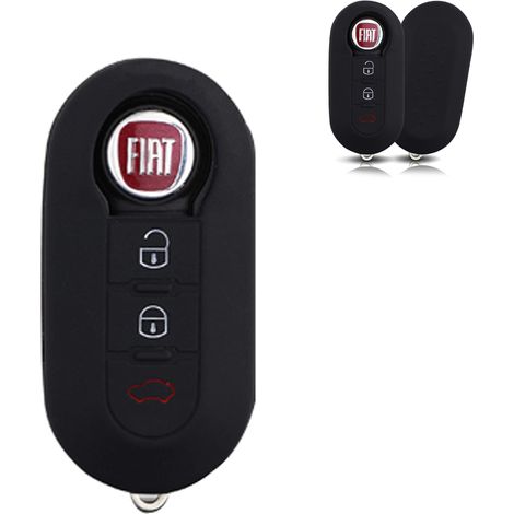 Etui En Silicone Pour Telecommande Automobile - Compatible Avec Telecommande Pliaible 3 Boutons Fiat 500 - 7 x 4 x 2 cm - Noir Rouge Blanc - 1 Piece (1/5)