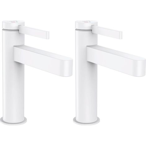 Lot de 2 mitigeurs lavabo HANSGROHE Finoris 110 CoolStart avec bonde Push-Open Blanc mat