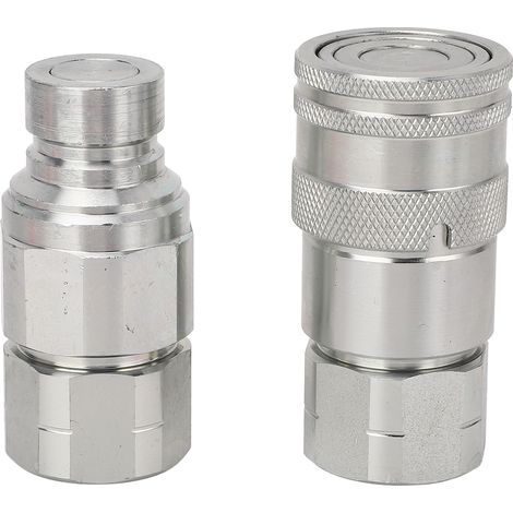 raccords hydrauliques avec capuchons anti-poussière, filetage 1/2 NPT, raccords rapides à face plate pour chargeuse compacte (1/5)