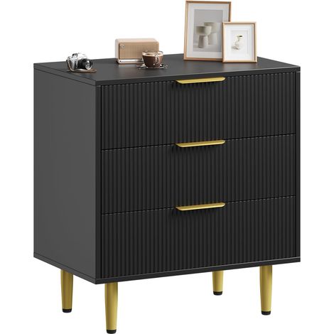 Commode De Chambre, Armoire Moderne Grand Capacité, Ensemble Meuble Salon Fluté 3 Tiroirs, Bois, Meuble TV, Vert (1/5)