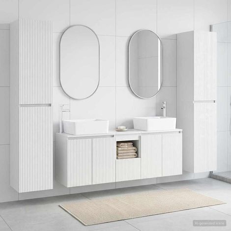 vidaXL Set di Armadi da Bagno 5 pz Bianco Lucido 33 x 34,5 x 160 cm (1/5)