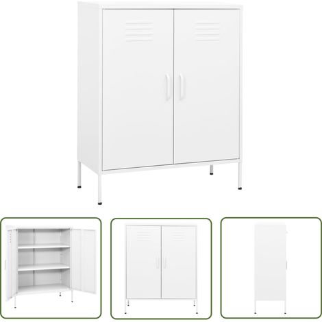 The Living Store Lagerschrank Weiß 80x35x101,5 cm Stahl - Lagerschrank - Stauraum - Weißer Kleiderschrank - Schreibtischschubladen - Regal (1/5)