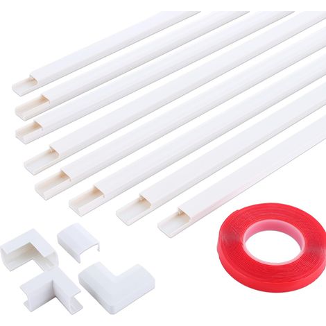 Gaine de câble électrique, Cache-câble en PVC Blanc pour Mur, Cache-câbles Autocollants, Cache Les Fils TV, Gestion des câbles à la Maison et au Bureau, 8 x L 400 mm, l 15 mm x H 10 mm, (1/5)
