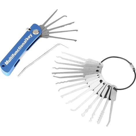 Set di attrezzi per scassinare serrature, in acciaio inossidabile, 21 strumenti, blu (1/2)