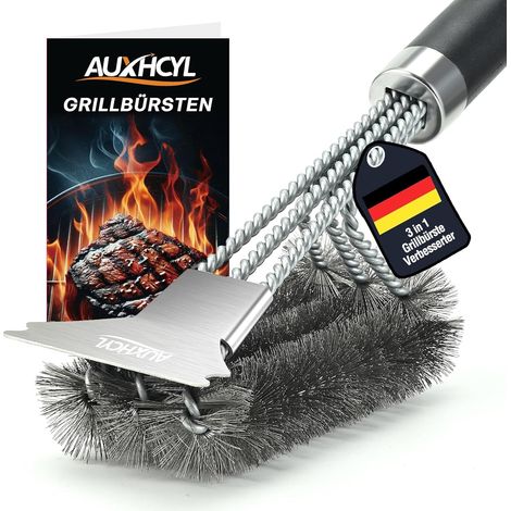 Brosse Barbecue en Acier Inoxydable, 3-in-1 Brosse BBQ avec Grattoir, PP Thermique Manche D'isolation Brosses à Barbecue, 45.5cm Brosses à Gril pour Barbecues à Gaz, Barbecues au Charbon de Bois