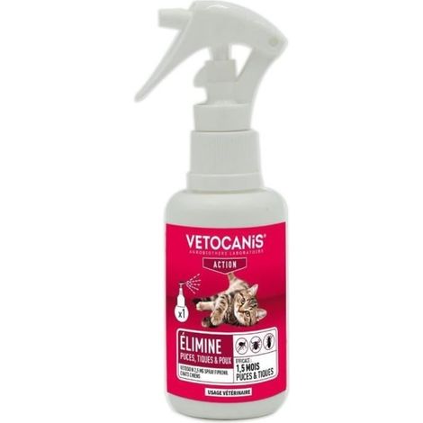 Fipronil Spray gegen Flöhe und Zecken - VETOCANIS - 2,5 mg für Hund und Katze - 100ml