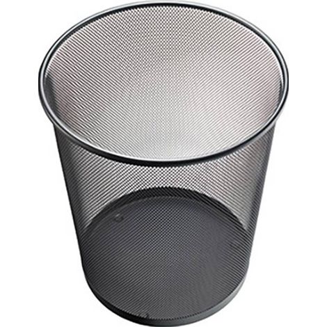 Corbeille à papier métal noir 15 l – Dimensions 26,5 x 28 cm (Ø x H) – Design rond pour bureau moderne – Helit