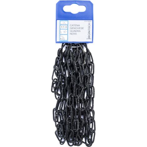 Catena genovese pretagliata maglia quadra Ø 2 mm. in acciaio nero 2,5 mt.