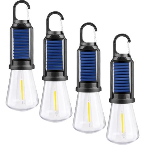 Lot de 4 lampes de camping à LED rechargeables par USB, éclairage de tente d'extérieur (tête plate) (1/4)
