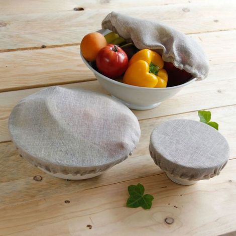 3 couvre-plats en lin, S/M/L, réutilisables et zéro déchet, pour saladiers, plats et bols, cuisine durable