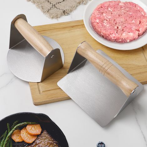 Aplatisseur de Hamburger Rond en Acier Inoxydable Professionnel, Outil de Cuisson et Barbecue pour la Maison, Fabrication de Patties Parfaites-x (1/2)