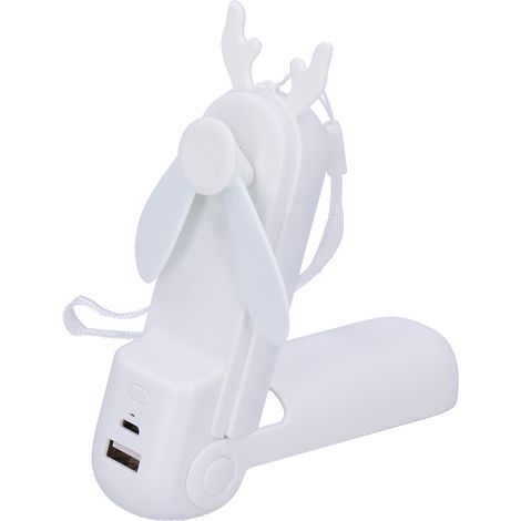 Handheld Fan Chargeable Portable Foldable Mini Cooling Device with Emergency FlashlightWhite (1/5)