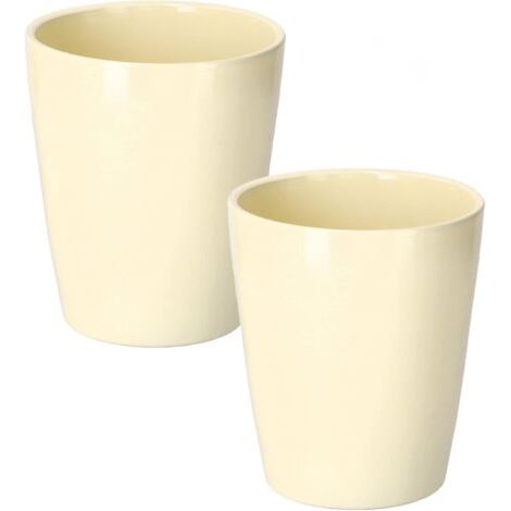 Lot de 2 pots de fleurs en céramique pour orchidées - Hauteur : 150 mm - Diamètre : 120 mm - Crème-NANOTEH (1/5)