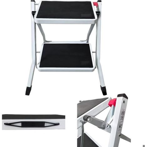 Foldable ladder level 2, multifunctional ladder, suitable for home, kitchen, office, camper van.