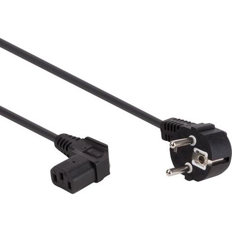 Perel – Câble d'alimentation noir CEE 7/7 90° C13 EPC025B100 – Longueur 2,5 m – Tension 250 V – Courant 10 A – H05VV-F 3G1.0 mm² (1/4)