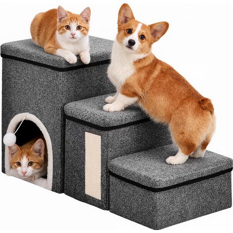 Foldable pet climbing ladder, cat bed and scratching post, collapsible storage box, auxiliary climbing ladder for small dogs, senior dogs and cats (1/5)
