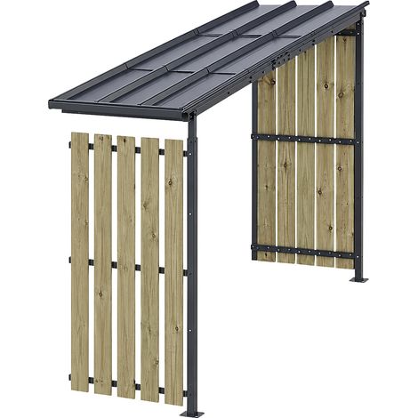 Mottez, Abri pour cycles, h x l 2360 x 5600 mm, tôle/bois, (1/4)