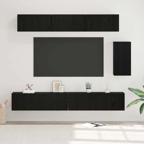 TV-Schrankset 6 pcs Schwarz Eichen-Optik Holzwerkstoff