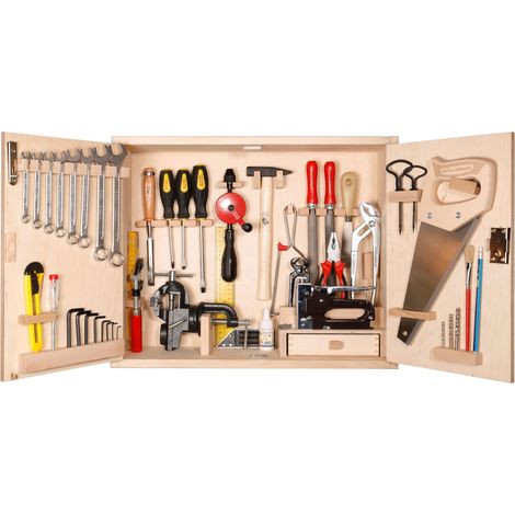 Grande Armoire à Outils 43 pièces, Ensemble Complet d'outils pour Les bricoleurs, boîte à Outils Comprenant Marteau, clé Plate, scies, Pinces, Tournevis, etc. (1/5)