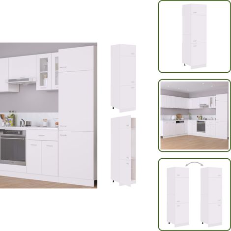 The Living Store Mobile per Frigo “Lyon” Bianco 60x57x207 cm Legno Multistrato - Frigo