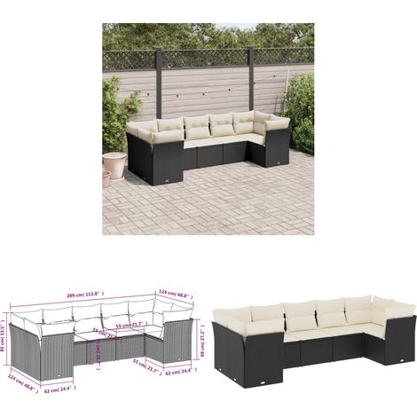 Salon de jardin 7 pcs avec coussins noir résine tressée - Salon De Jardin - Canapé Extérieur - Meuble De Jardin - Ensemble Salon De Jardin - Mobilier De Jardin - Home & Living (1/3)