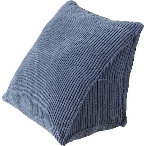 coussin de lecture triangulaire avec poche zippee dossier triangulaire et petit dossier bleu (1/5)