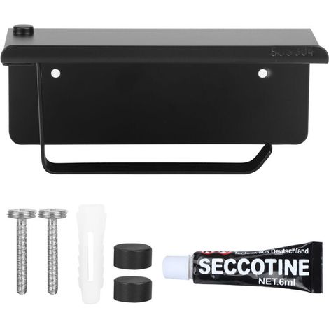 Ulisem Porte-Papier Toilette sans Perçage en Aluminium, Porte-Rouleau avec étagères Spacieuses, Support de Papier Toilette Auto-adhésif, Porte-Papier Mural pour Salle de Bain, Cuisine (noir) (1/4)