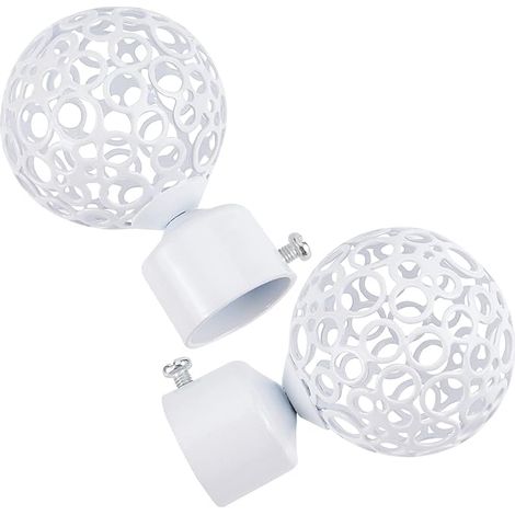 Pack de 2 pièces 26 - 28 mm rond rideau tringle tête d'extrémité blanc cage à billes décoratif remplacement bouchon d'extrémité Home Office rideaux roman Rod accessoires décoratifs (1/3)