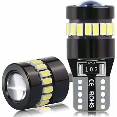 2 Pcs T10 (W5W) LED 6000K Blanc 12V Voiture Ampoules 194 168 pour Lampe Remplacement de Position, Plaque, Dôme Côté et Stationnement (1/4)