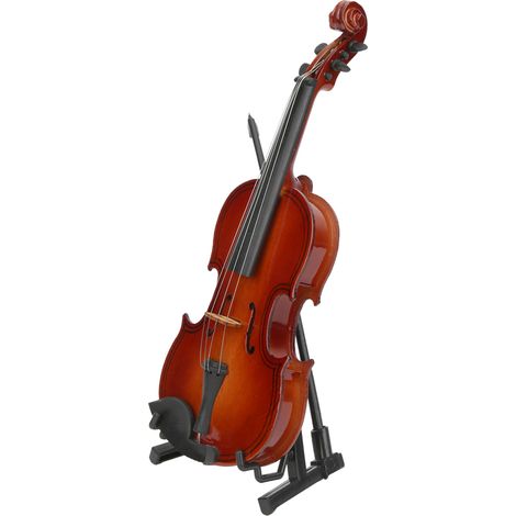 Mini violon en bois 17cm avec support, maquette instrument à cordes, décoration artisanale, cadeau idéal pour collectionneur. (1/5)