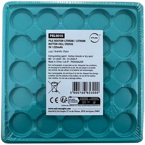 NX - Pile bouton lithium CR2032 3V 225mAh