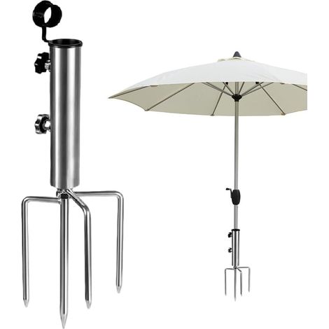 Pied de Parasol, Support de Parasol avec 4 Piquet Support de Parasol Amovible Pieds De Parasols Plage Support de Parasols avec Ancrage au Sol pour Jardin Pelouse Plage Pêche (1/5)