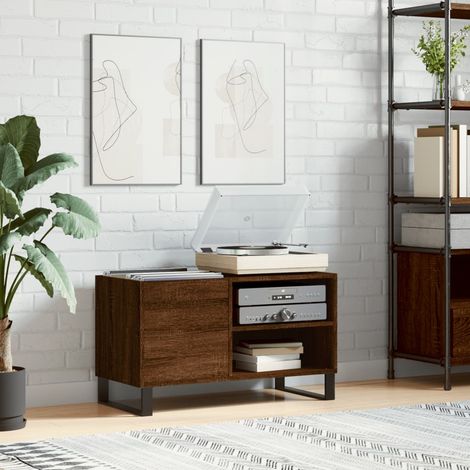 Armoire à disques chêne marron 85x38x48 cm bois d'ingénierie vidaXL (1/5)