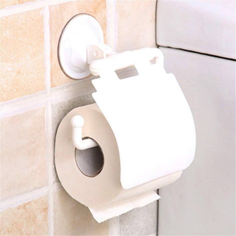 Porte-rouleau De Papier Hygiénique Avec Ventouse Couvercle De Porte-rouleau En Plastique Pour Montage Mural (1/5)