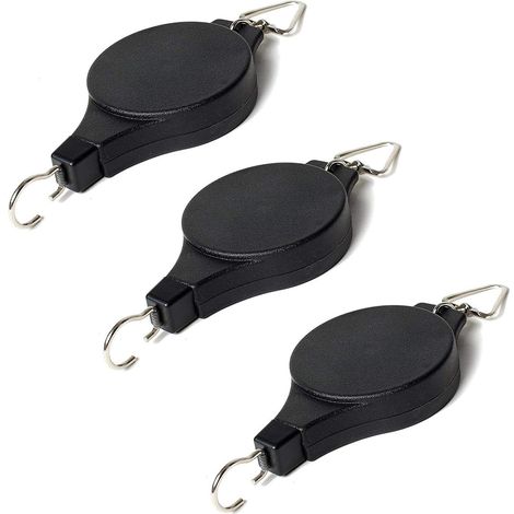 3 Pcs Rétractable Poulie pour Plantes à Suspendre Crochet Suspension pour Panier de Plantes, Pot de Fleur, Cage à Oiseau-Peut Changer Le Hauteur (1/3)