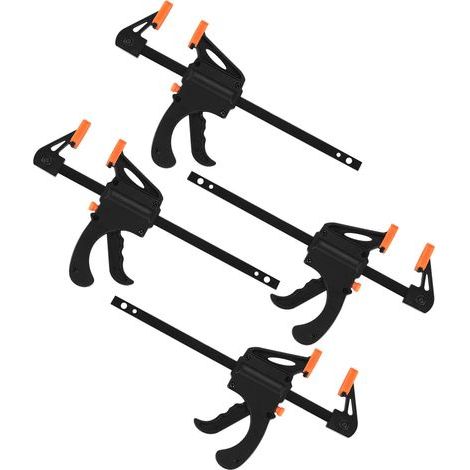 4 Pièces Serres-joints à Une Main, Pince à Barre à Cliquet, Rapide à Cliquet à Libération, Clamp Barre de Fixation pour Bois, Collier Serrage Plastique - 4 Pouces (1/5)