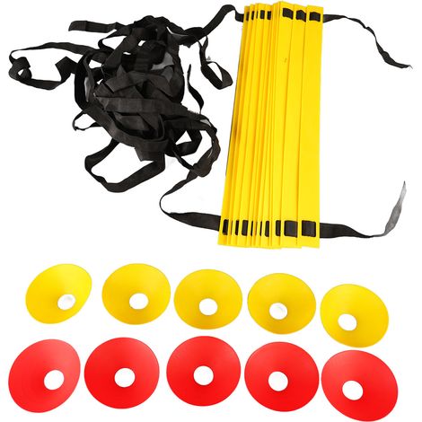 Kit d'entraînement de vitesse et d'agilité comprenant une échelle de football d'agilité, des cônes de football et un sac de transport. (1/5)