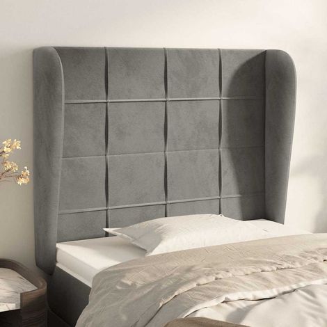 vidaXL Cabecero con orejas de terciopelo gris claro 103x23x118/128 cm (1/5)